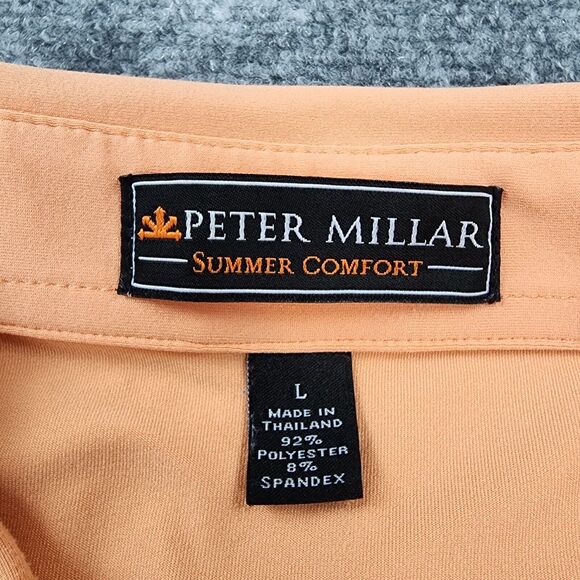 Peter Millar Polo Shirt Mens Large Orange Summer Comfort Casual Performance Golf - Picture 2 of 16